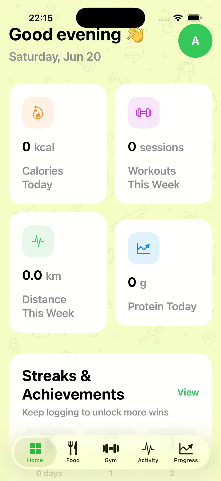 TRACK home dashboard